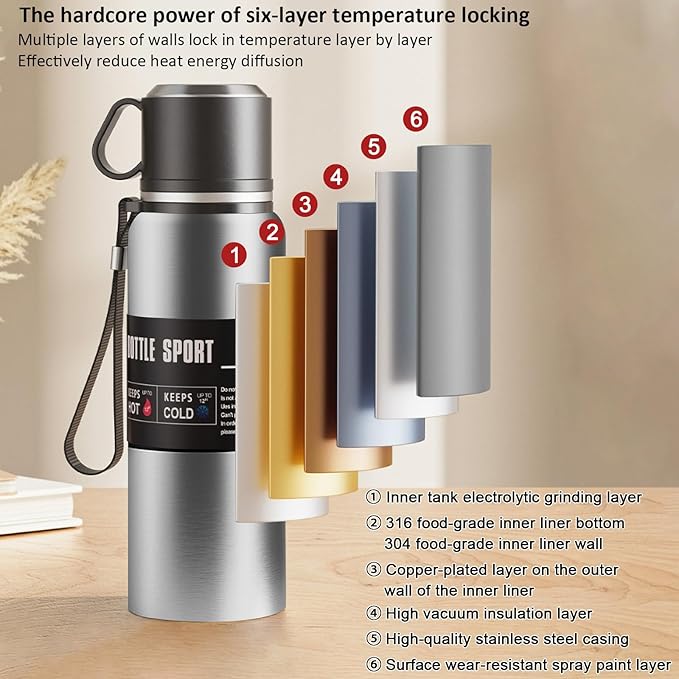 Double wall vacuum Leakproof stainless steel wide mouth insulated water bottle;tea tumbler with tea strainer infuser basket,cup and lid; travel coffee thermoses hot drinks;portable cold thermal flask