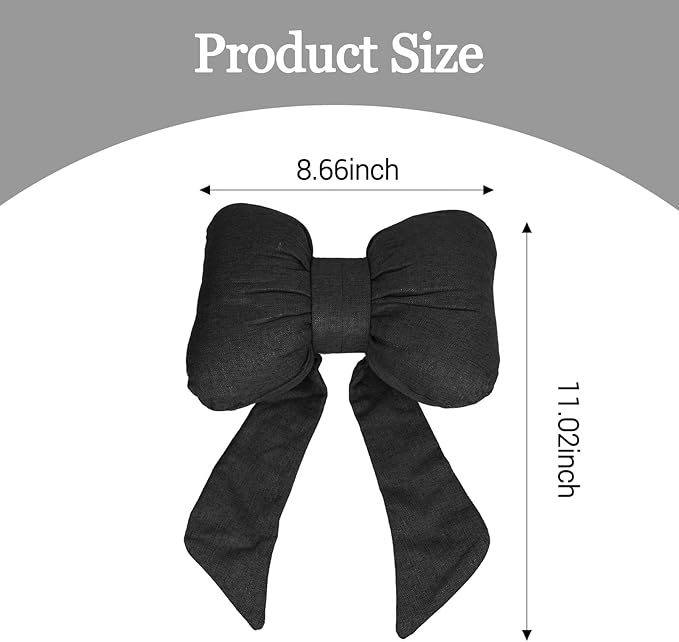 wuyaoyao Bow Car Headrest Pillow, Cute Bow Shape Car Neck Pillow, Soft Comfortable Automotive Seat Headrest Pillows for Driver, Universal Vehicle Neck Support Cushion for Sleeping Travel(Black)