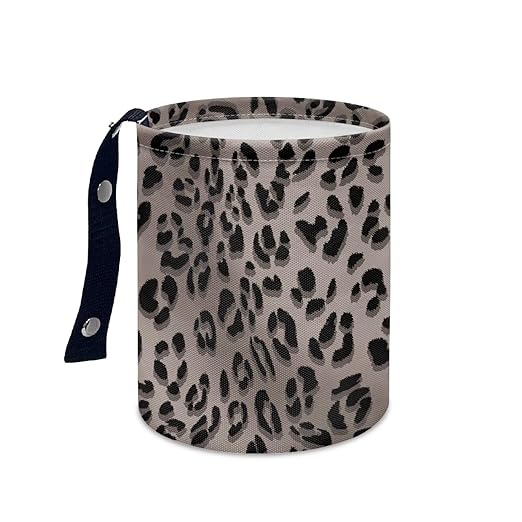 Leopard Print Trash Can for Car Car Garbage Can for Back Seat Leak Proof with Adjustable Buttons Car Accessories for Women Interior