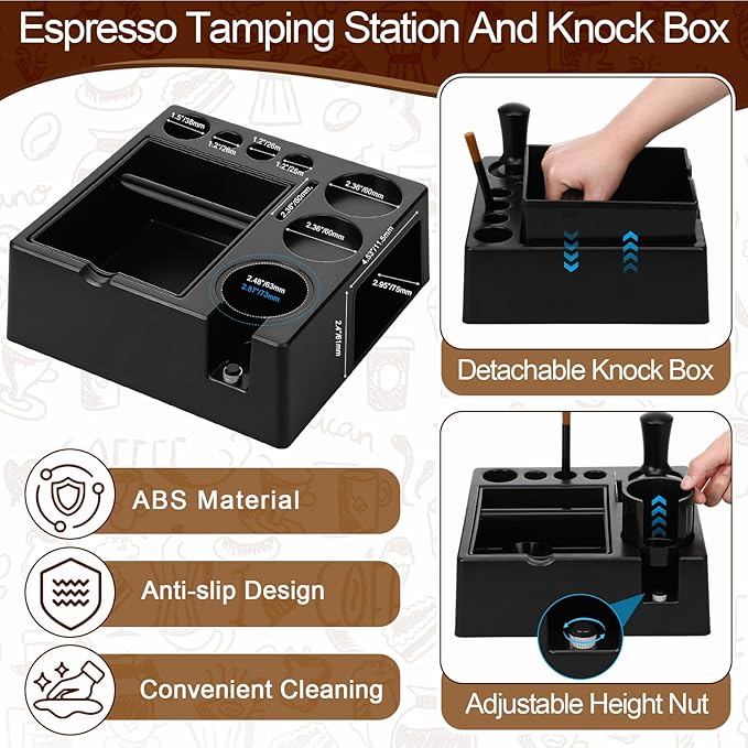 7pcs Espresso Accessories Kit 51/58/53mm Tamping Station Machine Accessories Spring Loaded Calibrated Tamper Wdt Espresso Tool and Dosing Funnel Set Distributor and Tamper Leveler(51mm)
