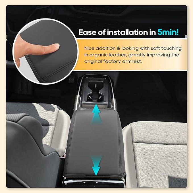Armrest Cover for 2023-2026 Volkswagen ID.4 (Pro/Pro S/Pro S Plus) Volkswagen ID.4 Accessories Center Console Cover Arm Rest Protector Middle Lid Pad Protector PU Leather, Anti-Scratch,Non-Slip
