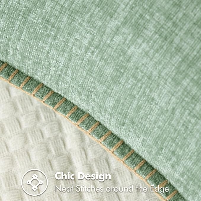MIULEE Pack of 2 Summer Throw Pillow Covers 20x20 Inch Greyish Green Farmhouse Decorative Pillow Covers with Stitched Edge Soft Chenille Solid Dyed Pillow Covers for Couch Sofa Bed Living Room