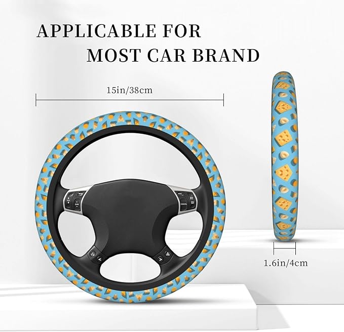Neoprene Steering Wheel Cover Cheese Pattern Car Steering Wheel Cover Universal Fit for Most Cars