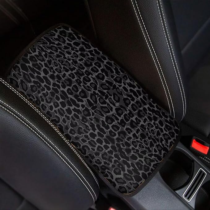 Black Wild Cheetah Print Center Console Cover,Universal Armrest Cover for SUV Truck