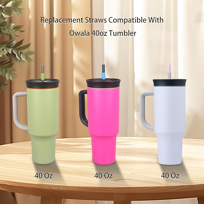 Replacement Straws for Owala 40oz Tumbler, 6 Colours with 1 Brush (6 Pack for 40oz)
