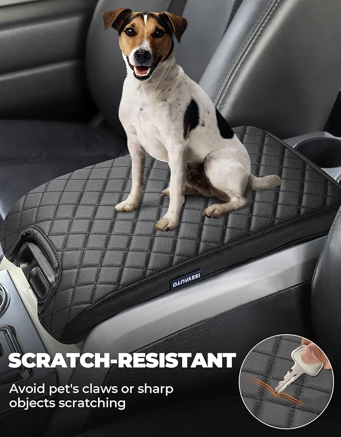 ISSYAUTO Center Console Cover Armrest lid Cover Compatible with 2009-2014 F150, Leather Arm Rest Covering for Car, Well-Make Durable Middle Console Cover Armrest Box Protective Cover