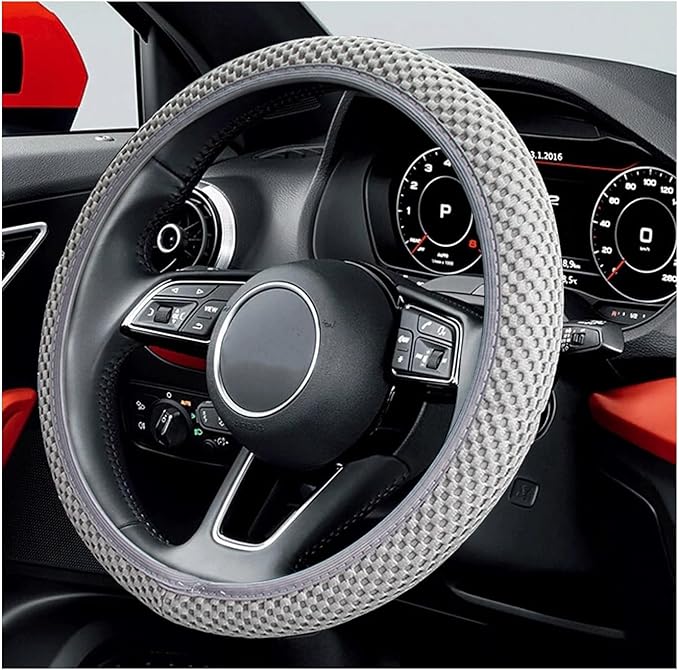 Car Steering Wheel Cover, 15 Inches Automotive Steering Wheel Protector, Elastic Stretch Steering Wheel Cover for Most Vehicles, Universal Interior Decor Car Accessories (Gray)