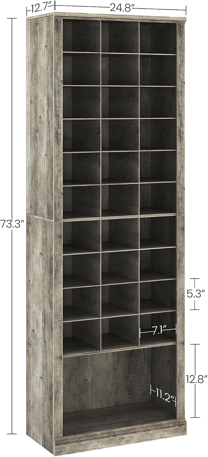 Hzuaneri 11 Tiers Shoe Storage Cabinet, Tall Shoes Cabinet with Cubby, Freestanding Wooden Shoe Organizer, 30-33 Pairs, Shoes Cubby Organizer for Entryway, Bedroom, Greige SR02005B