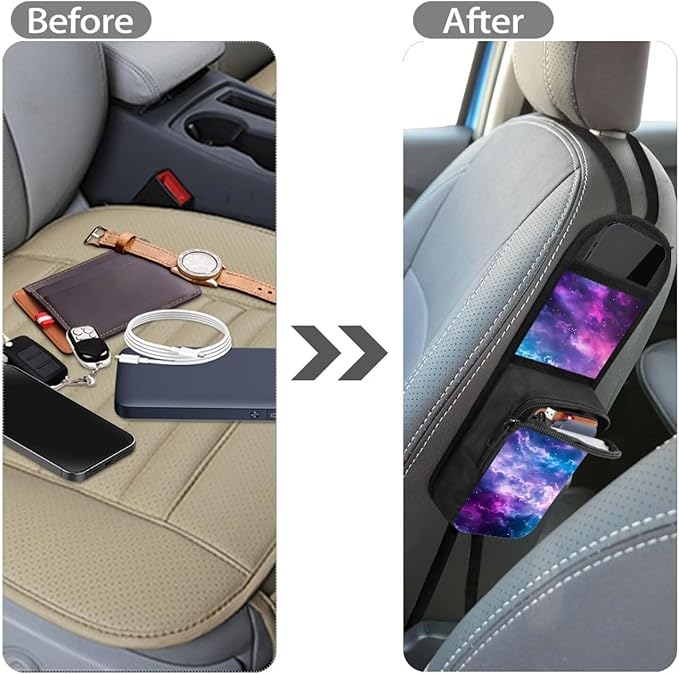 Universe Galaxy Automatic Seat Storage Bag Car Interior Decor Car Seat Side Storage Hanging Bag Front Seat Seat Back Organizers for Cars, SUVs, Trucks