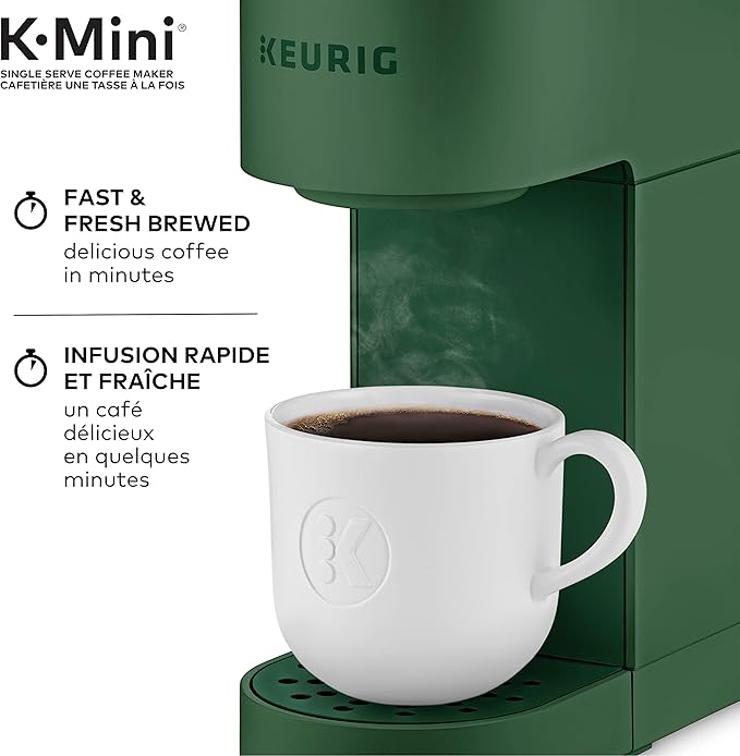Keurig K-Mini Single Serve K-Cup Pod Coffee Maker, Featuring An Ultra-sleek Design, Evergreen