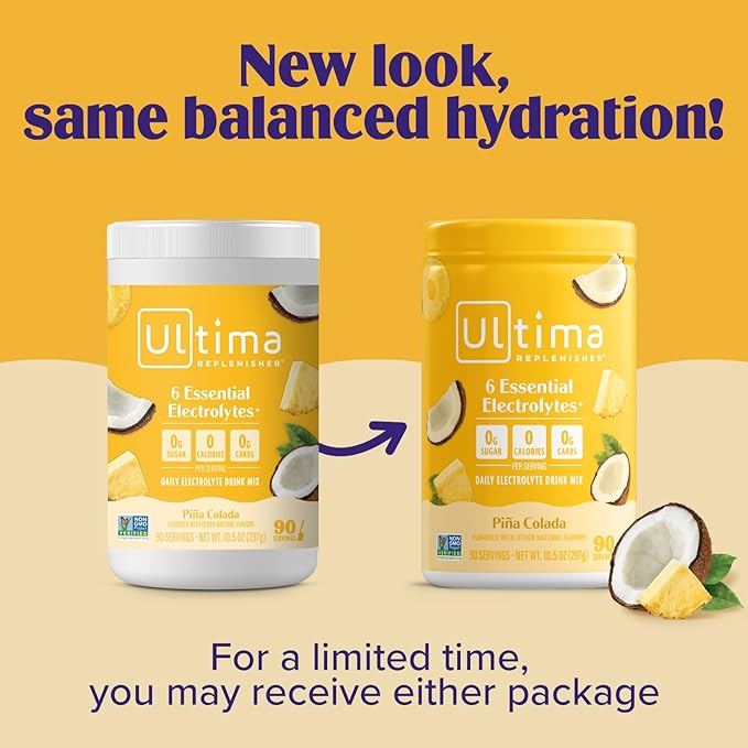 Ultima Replenisher Mocktini Electrolyte Powder Drink Mix – Sugar Free – Piña Colada, 90 Servings – Hydration Powder with 6 Electrolytes and Trace Minerals – Keto Friendly, Non-GMO