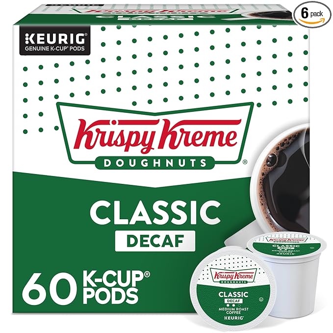 Krispy Kreme Classic Decaf Keurig Single-Serve K-Cup Pods, Light Roast Coffee, 60 Count (6 Packs of 10)