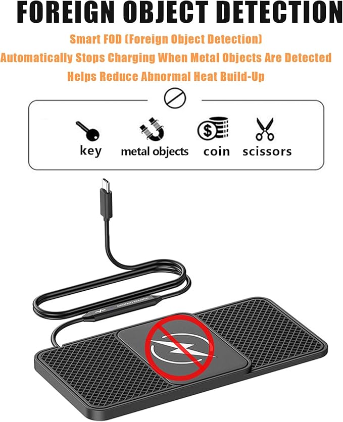 Wireless Car Phone Charger for Buick Encore Envision Enclave, Type C/USB 20W Fast Charging Pad, Non-Slip Charging Station for Travel Home Office Desk, Lightweight,Type-C