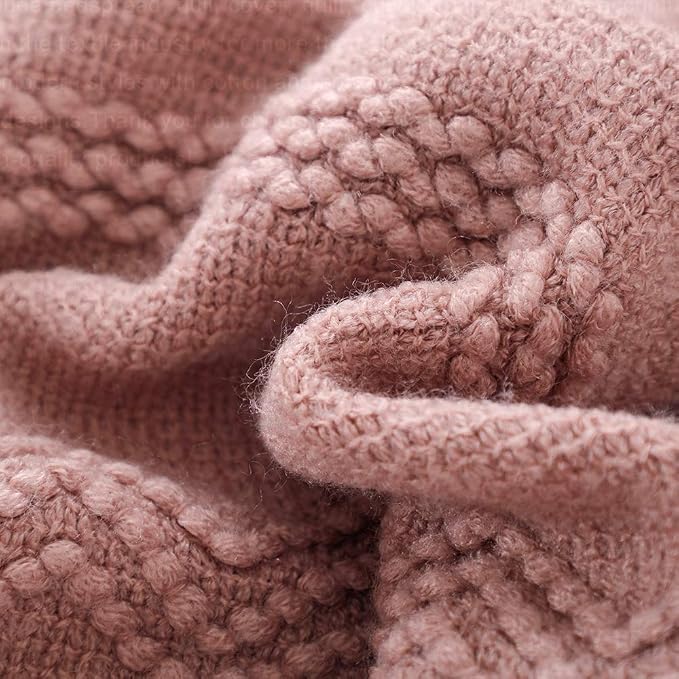 BOURINA Coral Pink Throw Blanket 60 x80 Inches Textured Solid Soft Sofa Throw Bed Runner Knitted Decorative Blanket