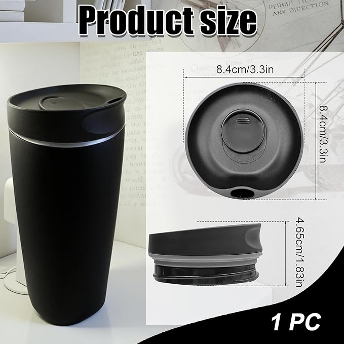 Replacement Slider Lid for Owala SmoothSip 20oz & 12oz, Top Cover Compatible with Owala 24oz Coffee Tumbler, Coffee Travel Mugs Leakproof Accessories, BPA-Free (Black)