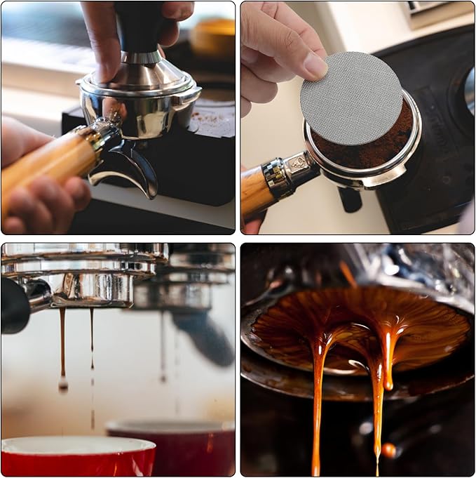 2pcs 53.5mm Espresso Screen Filter, 316 Stainless Steel Espresso Puck Screen 150μm Reusable Espresso Portafilter Puck Screen Sturdy Coffee Screen Filter Mesh for Espresso