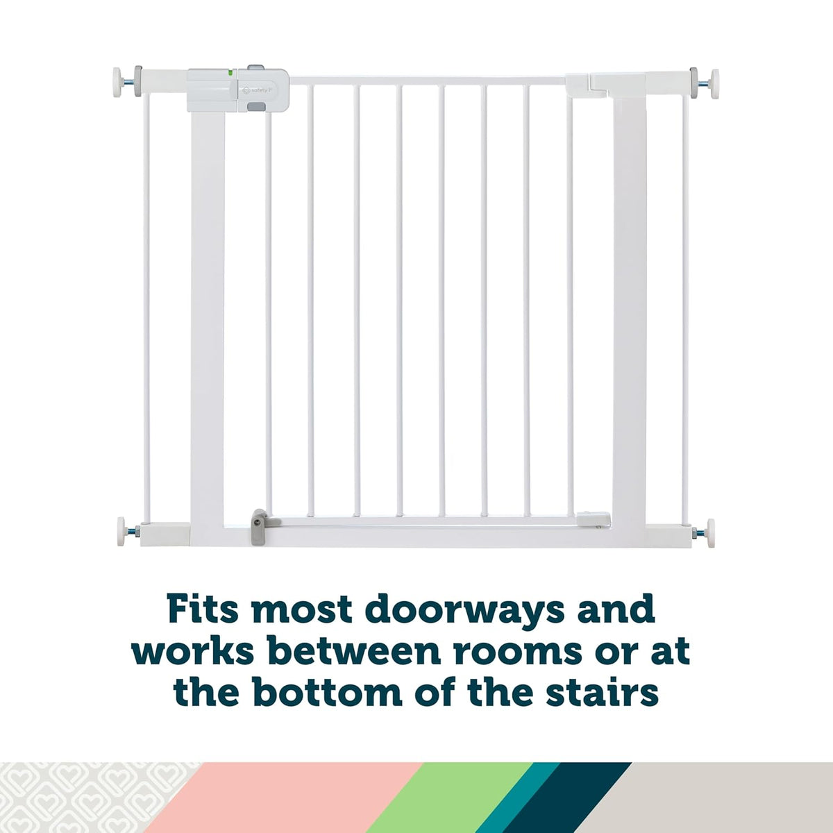 Safety 1st Easy Install Walk-Thru Baby Gate with Door – White, 28” Tall, Fits 29”–38” Doorways
