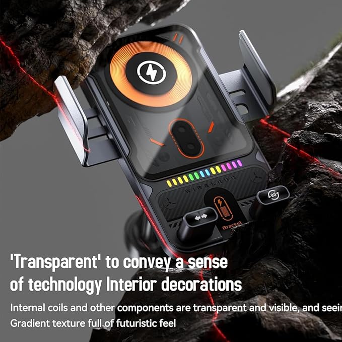 2026 New Cool Car Wireless Fast Charging Holder, Wireless Charging Rotating Car Mount,15w Universal, 360° Rotation, Smart Sensor Open, Switch Between Horizontal Vertical (Black)