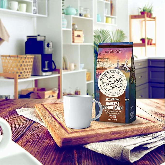 New England Coffee Darkest Before Dawn Dark Roast Ground Coffee, 10oz Bag (Pack of 3)