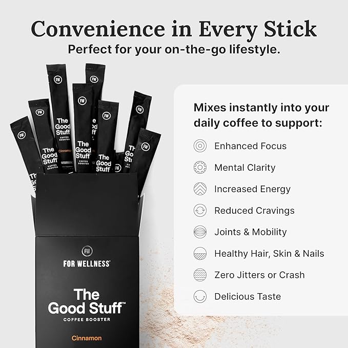 For Wellness The Good Stuff Performance – Coffee Booster | Collagen + MCT Powder Supplement with L-Theanine and Antioxidants for Jitter-Free Energy & Stamina | Non-Dairy, Keto-Friendly, 30 Servings