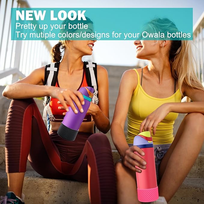 WK IEASON 2Pcs Silicone Boot for Owala Water Bottle, Protective Flask Bottom Cover Base for Owala FreeSip Twist and Flip Flask Water Bottle Accessories-3.56inch Bottom Diameter