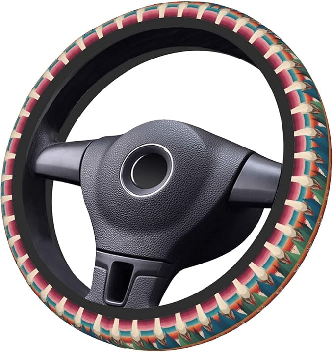 Llamas-Pattern Neoprene Steering Wheel Covers Women Men Car Accessories, Universal 15 Inch Fit Auto, Suvs, Truck