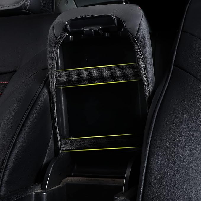 AOMSAZTO Armrest Covers for 2011-2016 Jeep Compass Black with Red Stiches