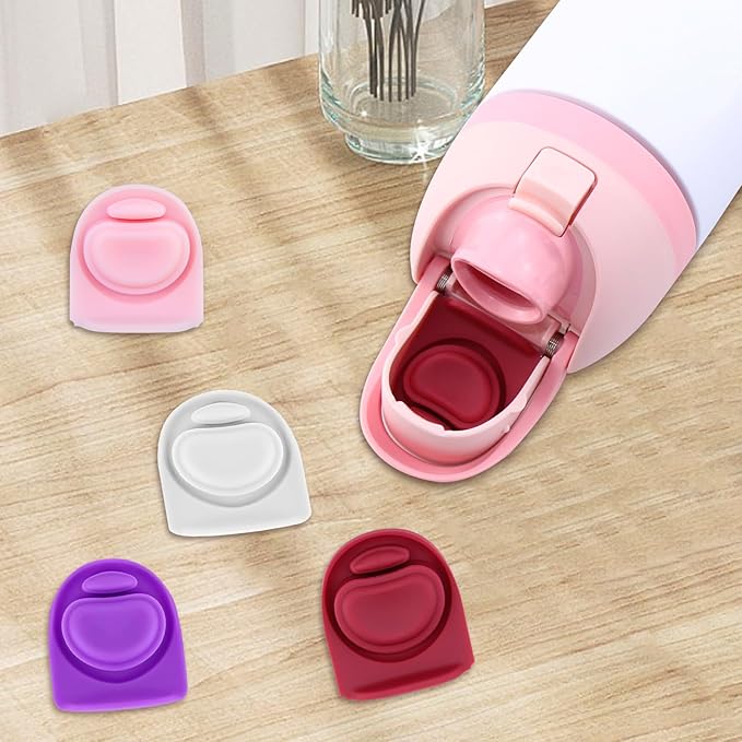 4 Pcs Replacement Stopper Compatible with Owala FreeSip 16oz 32oz,Water Bottle Top Gasket Lid for Owala 16/19/24/32/40oz Seal Mouth Cap Silicone Stopper Parts Insert Accessories(4 Colors 3)