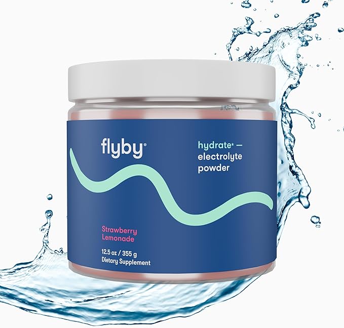 Flyby Electrolytes Powder [ No Added Sugar: Naturally Sweetened ] Contains Potassium, Aquamin™ Calcium & Magnesium, Sea Salt Sodium, Full Spectrum 72 Trace Minerals - Strawberry Lemonade