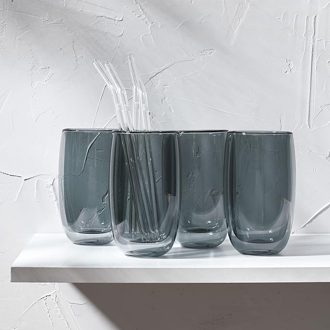 ZWILLING Sorrento 8-pc Double-Wall Latte Glass & Straw Set
