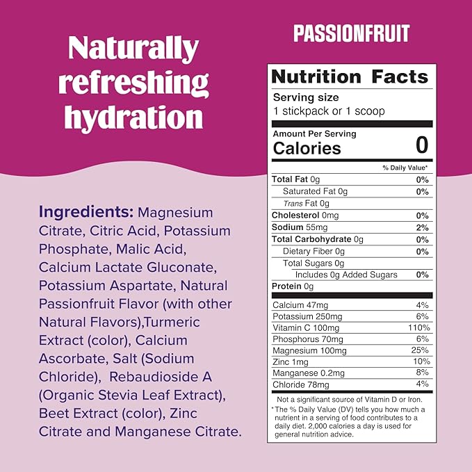 Ultima Replenisher Daily Electrolyte Powder – Passionfruit, 20 Stickpacks – Zero Sugar Hydration Packets with 6 Electrolytes and Minerals – Sugar Free, Plant Based & Keto Friendly Drink Mix