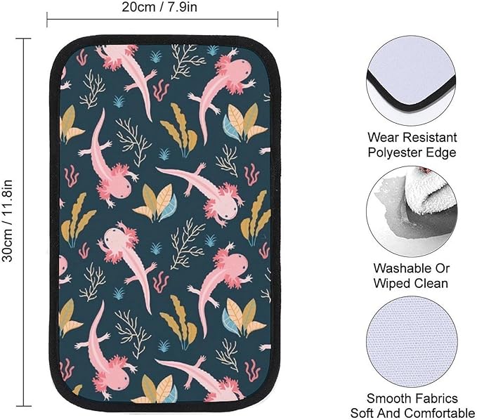 Axolotl Cute Car Center Console Cushion Pad,Waterproof Armrest Seat Box Cover Protector,Comfortable Car Decor Accessories Fit for Most Cars, Vehicles, SUVs