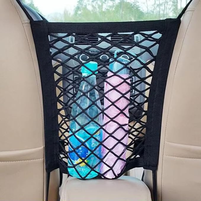 Car Mesh Organizer 3-Layer for Mazda CX-30 2020-2023, Elastic Seat Back Net Bag with Pet Barrier Purse Tissue Holder for Backseat Storage