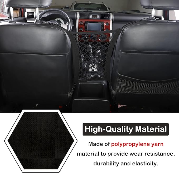 Car Seat Storage Hanging Bag Fit Toyot@a FJ Cruiser 2007-2021 Car Mesh Organizer Front Seat Hanging Car Organizers Storage Netting Pouch Seat Back Net Bag Mesh Backseat Organizer with Hook Accessories