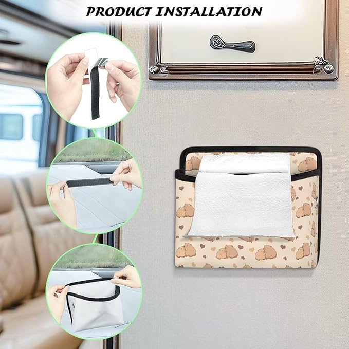 Cute Capybara Car Side Pocket Organizer, Auto Front Rear Seat Storage Bag for Cell Phone Sunglasses Coins, Document Holder Tray Pouch for Vehicle Seat, Women Men Car Accessories