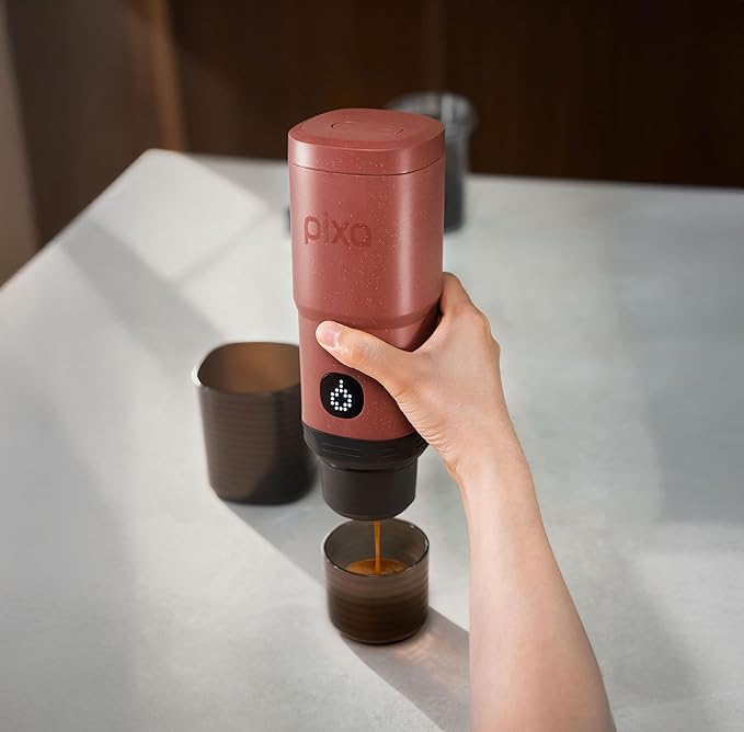WACACO Coffee Machine Electric & Portable, With 4 Coffee Types & Fast Heat-Up, 3 * 3000mAh Battery, 20 Bar Portable Espresso Maker For Ground Coffee & NS Capsule (Tuscan Red)