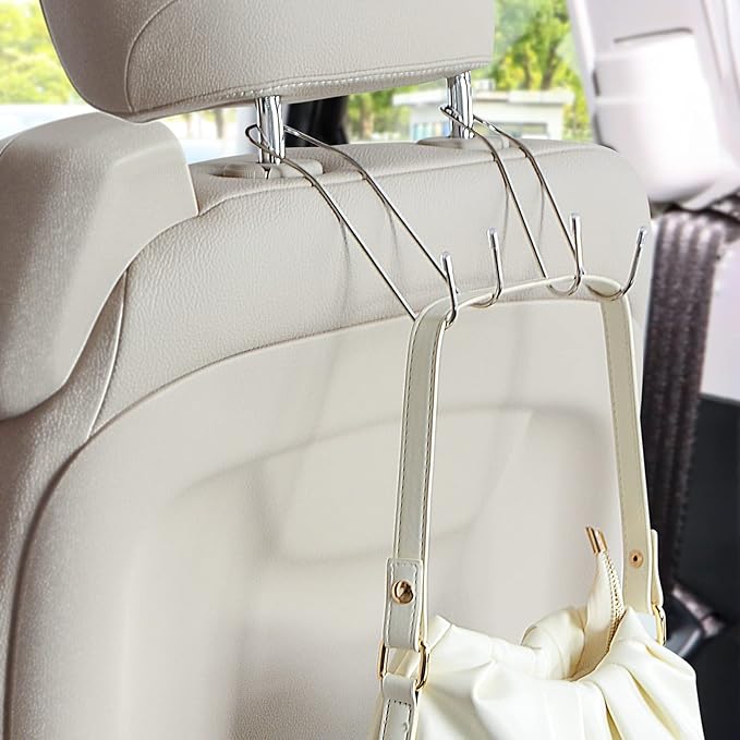 4-Pack Car Hooks Headrest Hook, Bling Car Hangers Universal Backseat Hanger Storage for Purse Hooks Bag Handbag Groceries