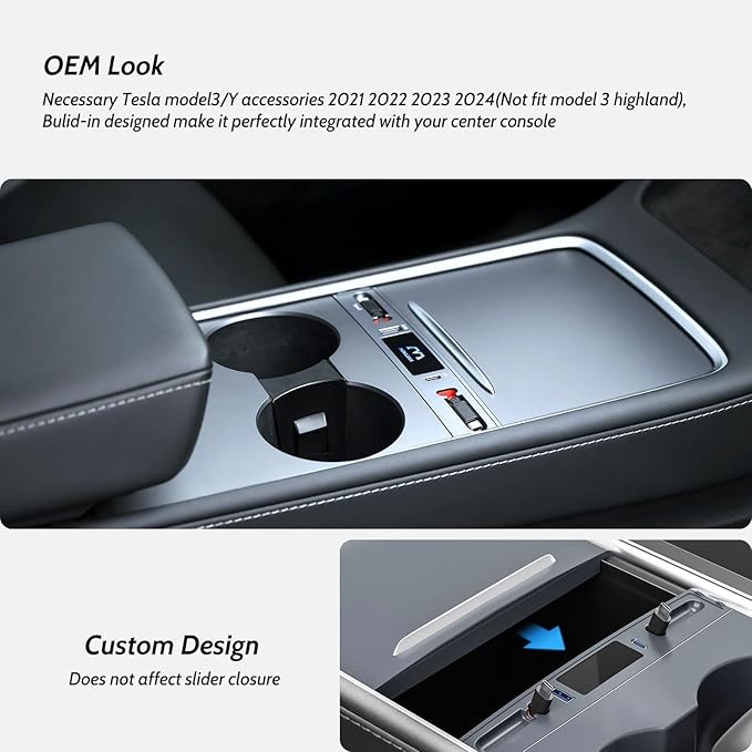 2 USB C Charging Hub for Tesla (Carbon Fiber), Retractable 27W Fast Charger for iPhone 15 is Necessary Tesla Model 3/Y Accessories (2024-2021) but not Highland or Juniper Compatible