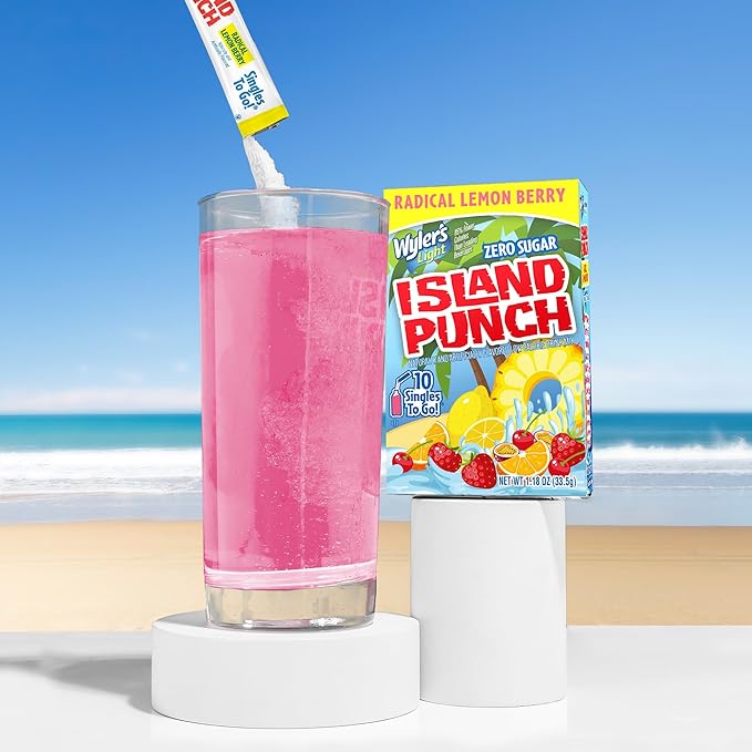 Wyler's Light Island Punch Singles To Go, Radical Lemon Berry, 10 Drink Mix Packets