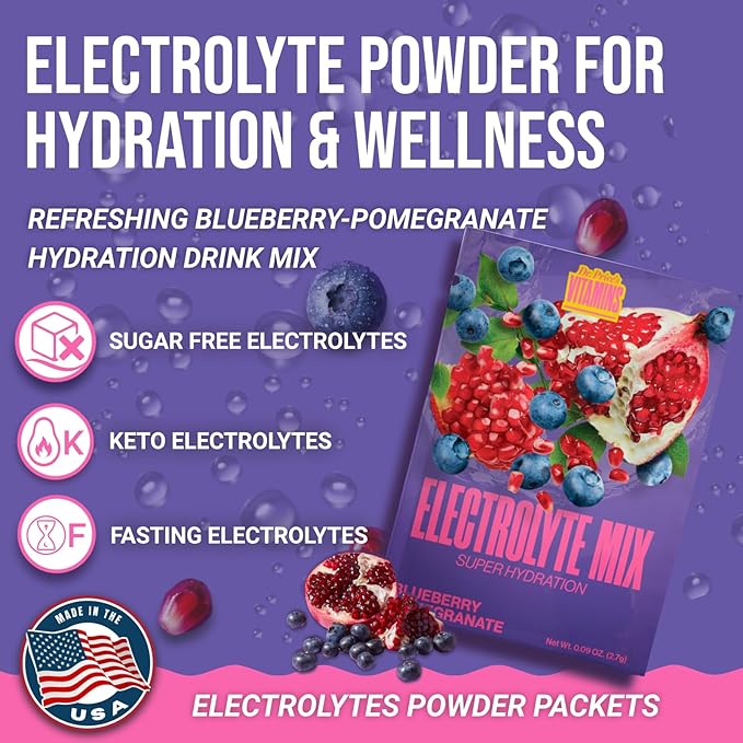 Dr. Price’s Electrolytes Hydration Powder Packets – Blueberry Pomegranate, 30 Packs | Sugar Free Electrolyte Drink Mix, 72+ Trace Minerals, Manganese | Keto, Vegan, Doctor-Formulated, Made in USA