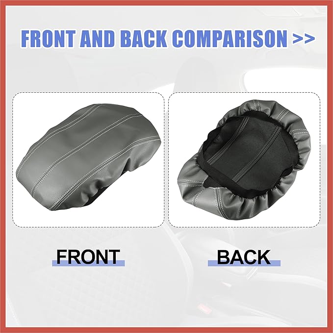 ACROPIX Car Center Console Armrest Cover for Cadillac XTS 2013-2019 Faux Leather Interior Arm Rest Cover Elbow Cushion Pad Gray Car Parts