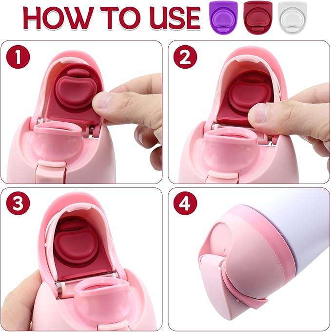6pcs Rubber Seal Replacement Stopper Gasket Compatible with Owala Freesip 24oz 32oz,Bottle Top Mouth Cap Insert Spout Lid Silicone Replacement Parts Accessories for Owala 16/19/24/32/40oz(3 colors)