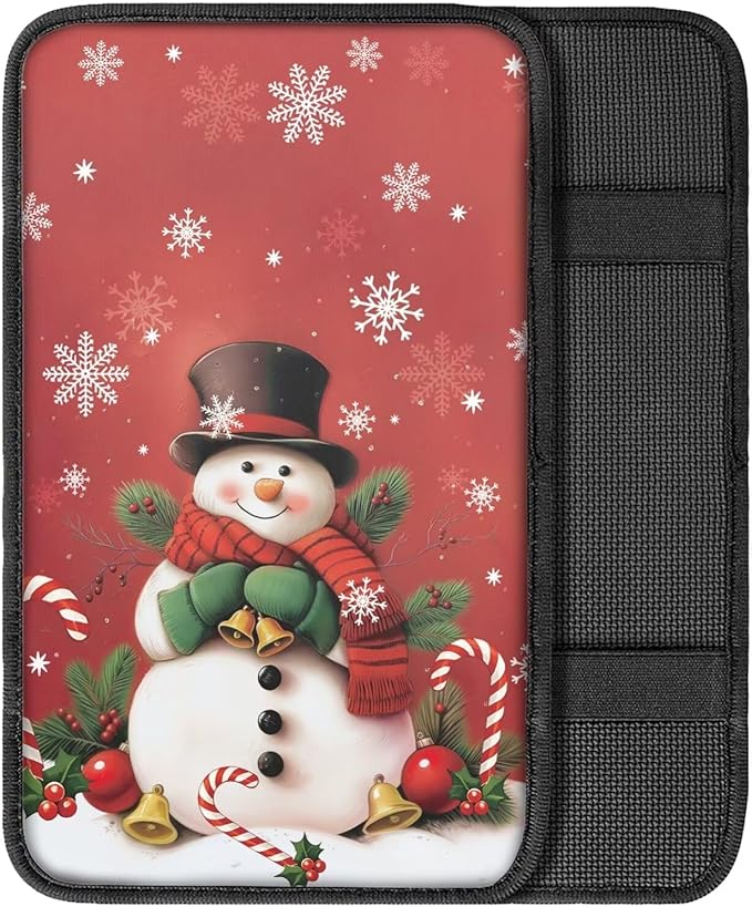 Christmas Snowman Arm Rest Cover Car Protector Car Armrest Cushion Vehicle Armrest Cover Accessories Protect from Pet Claws Auto Center Cover Universal Fit