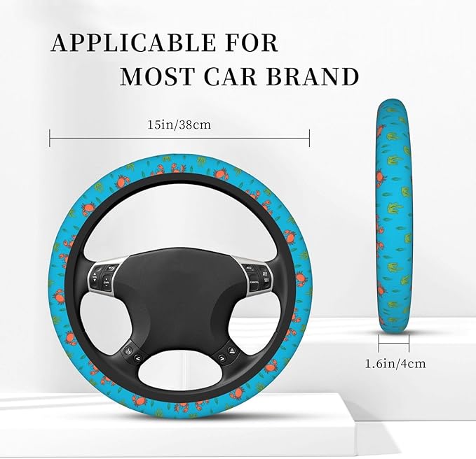 Stone Crab Cartoon Universal Fit Steering Wheel Cover for Car, Truck, and SUV, Durable Steering Wheel Protection