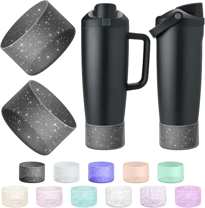 2PCS Silicone Boot Compatible with Owala 30oz & 40oz FreeSip Sway Bottles & Tumblers, Protective Anti-Slip Bottom Cover Sleeve for Freesip Sway Tumbler