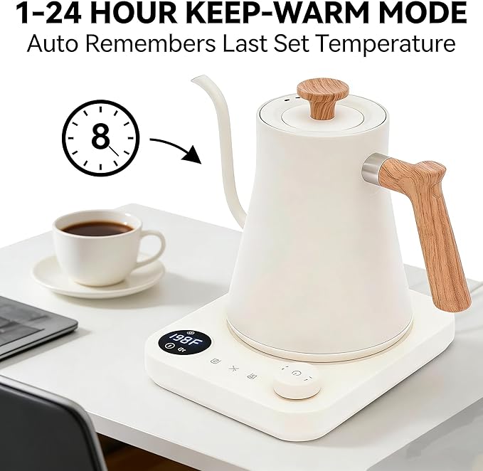 Gooseneck Electric Kettle, Electric Kettles, 1200W, 0.9L Stainless Steel Temperature Control Kettle, Precise Temperature Control for Pour-Over Coffee & Tea Brewing for Pour Over Coffee, Brew Tea
