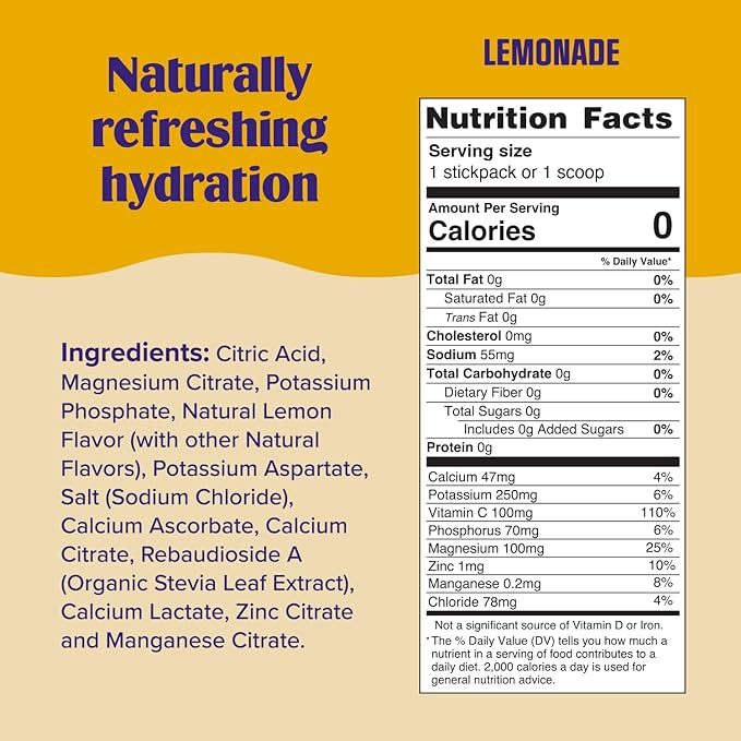 Ultima Replenisher Daily Electrolyte Powder – Lemonade, 20 Stickpacks – Zero Sugar Hydration Packets with 6 Electrolytes and Minerals – Sugar Free, Plant Based & Keto Friendly Drink Mix