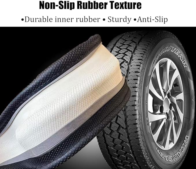 Sport Grip Car Steering Wheel Cover for Men Women, Non-Slip Breathable Carbon Fiber PU Leather Steering Wheel Protector 14.5~15 inch, Rubber Inner