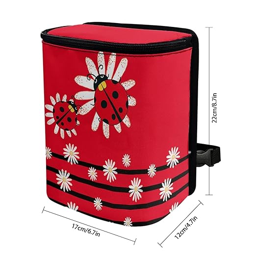 Ladybug Automotive Garbage Cans Waste Basket for Backseat Headrest Hanging Trash Can Daisy Car Trash Can Bags Container Waste Basket Fit for SUV Truck Sedan Van