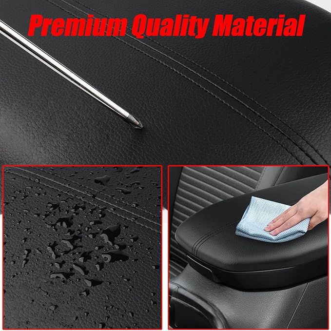 Center Console Armrest Cover for Mazda CX30 2020 2021 2022 2023 2024 2025 2026, Center Console Cover, Car Arm Rest Covering Anti-Scratch Arm Rest Cushion Pad,Black+Black line